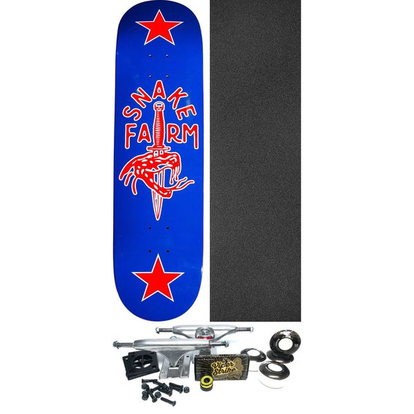 Snake Farm Skateboards Boom Stick Red / White / Blue Skateboard Deck - 8" x 32.125" - Complete Skateboard Bundle